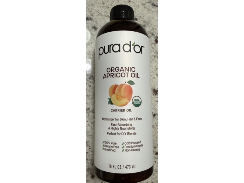 Pura Dor Organic Carrier Oil, Apricot, 16 fl oz/473 mL