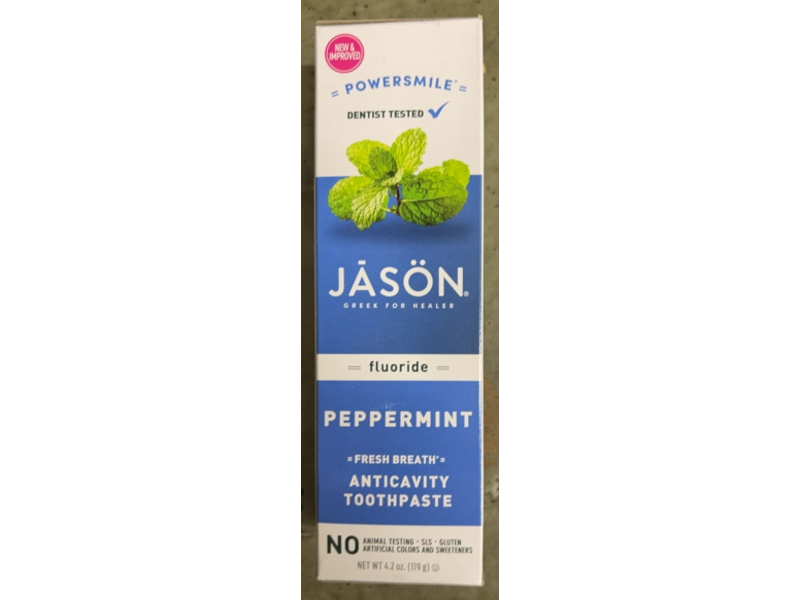 Jason Powersmile Fluoride Toothpaste, Peppermint, 4.2 oz/119 g