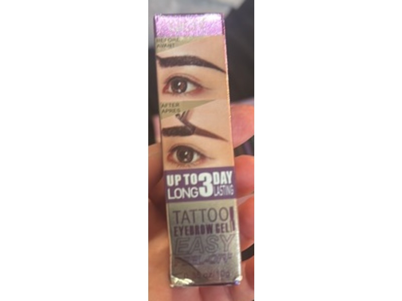 Qiciy Easy Peel Off Tattoo Eyebrow Gel, 2 Light Brown, 0.35 oz/10 g