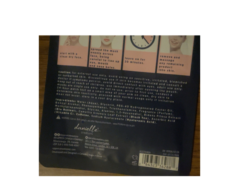 Danielle Night Owl Face Mask, Black Tea + Vitamin C, 0.88 oz/25 g