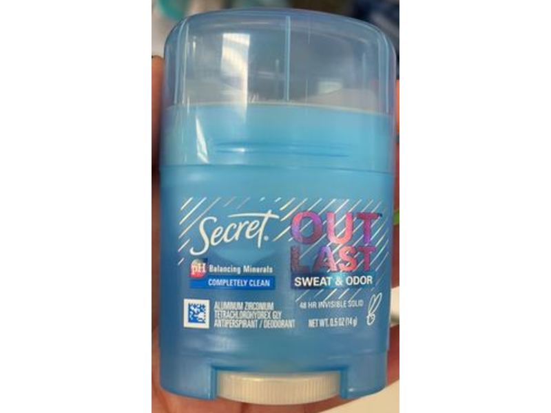 Secret Out Last Completely Clean, Sweat & Odor, 0.5 oz/14 g