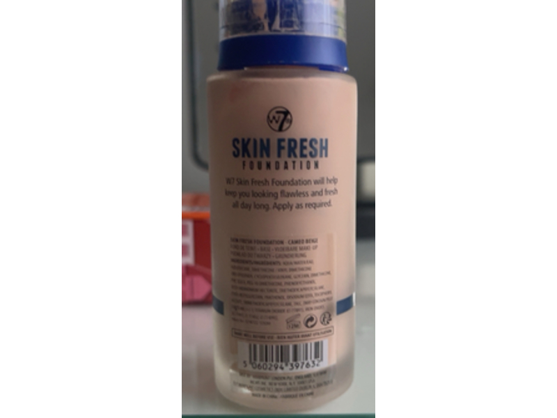 W7 Skin Fresh Foundation, Cameo Beige, 1.0 fl oz/30 mL