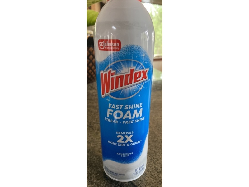 Windex Fast Shine Foam Glass Cleaner, Rainshower Scent, 19 oz/538 g