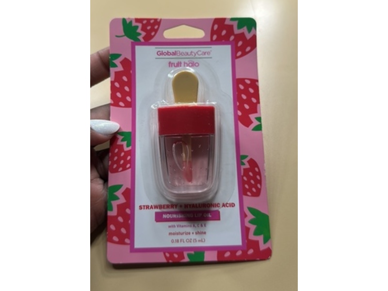 Global Beauty Care Nourishing Lip Oil, Strawberry + Hyaluronic Acid, 0.18 fl oz/5 mL