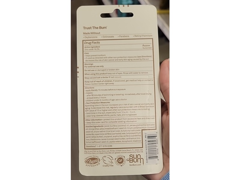 Baby Bum Mineral Sunscreen Face Stick, SPF 50, 0.45 oz/13 g