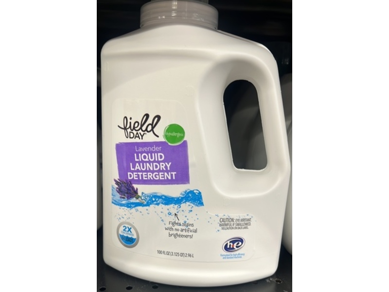 Field Day Liquid Laundry Detergent, Lavender, 64 Loads, 100 fl oz/2.96 L