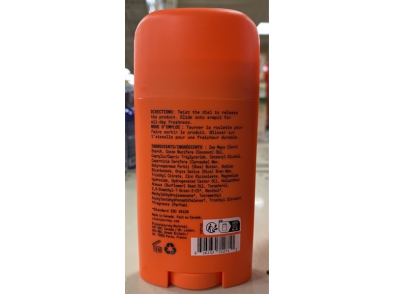 Cleanjourney Deodorant, Lemonade Squeezy, 2.64 oz/75 g