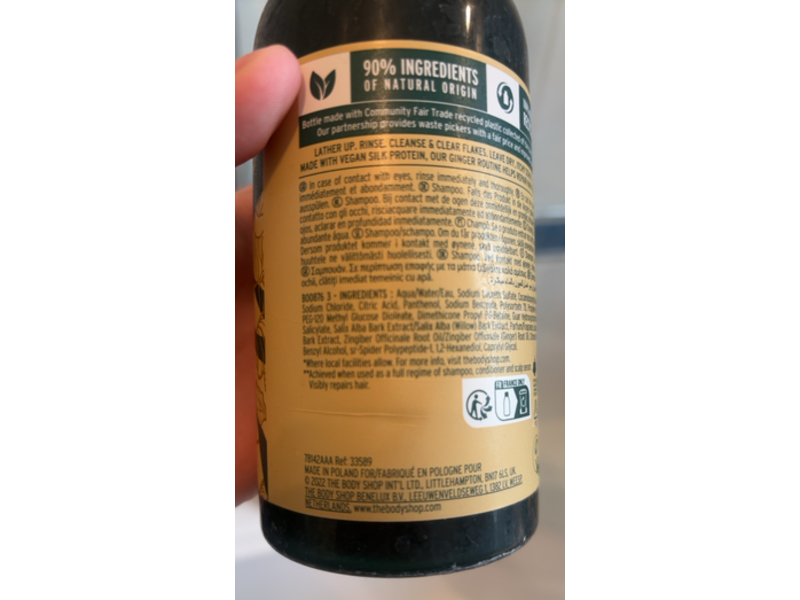 The Body Shop Anti - Dandruff Shampoo, Ginger, 13.5 fl oz/400 mL