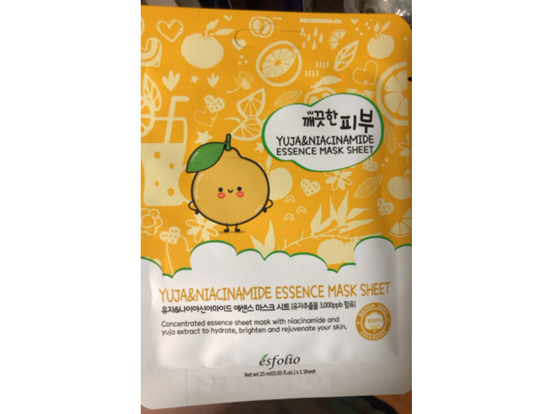 Esfolio Essence Mask Sheet, Yuja & Niacinamide, 1 Sheet