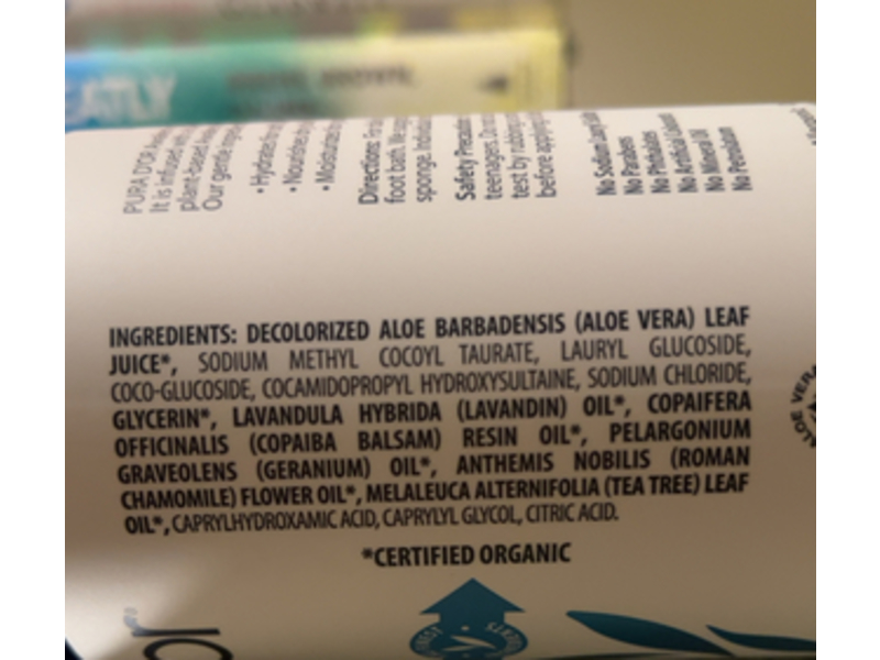 PURA D'OR Awakening Body Wash, Aloe Vera, 16 fl oz/473 mL