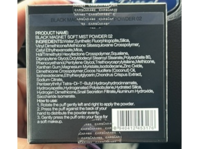 Carslan Black Magnet Soft Mist Powder, 02 Translucent, 0.28 oz/8 g