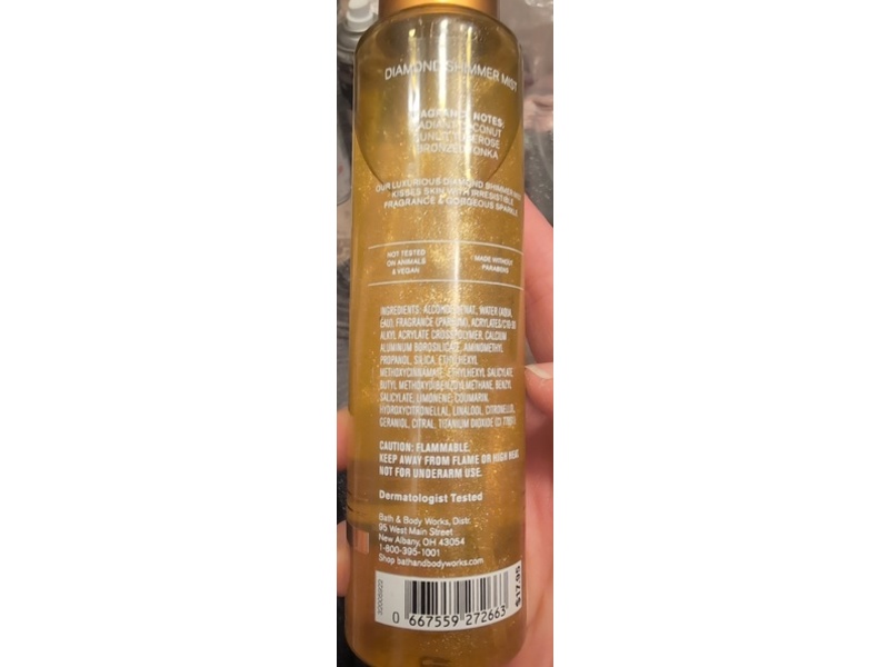 Bath & Body Works Solar Shine Diamond Shimmer Mist, Radiant Coconut & Vanilla, 4.9 fl oz/145 mL