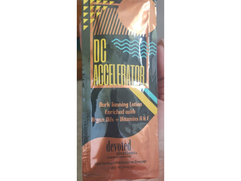 Devoted Creations Dark Tanning Lotion, Argan Oils+Vitamins A & E, 5 fl oz/15 mL
