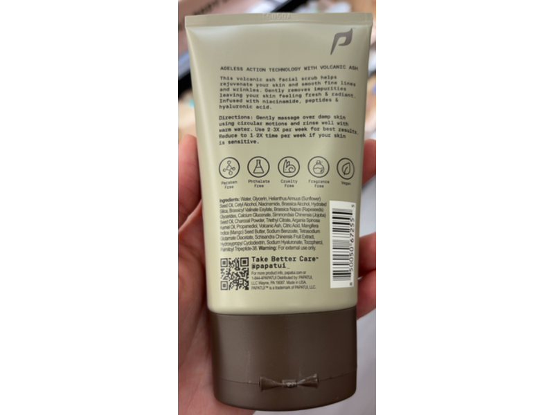 Papatui Ageless Action Exfoliating Facial Scrub, Volcanic Ash, 4 fl oz/113 g