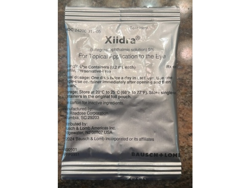 Xiidra (lifitegrast ophthalmic solution) 5%, Bausch and Lomb (Rx)