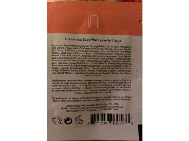 Indie Lee Superfruit Facial Cream, Repair & Protect, 0.1 fl oz/3.0 ml