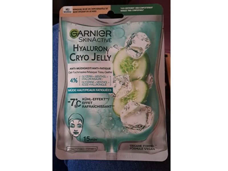 Garnier Skin Active Hyaluron Cryo Jelly Anti-Fatigue Gel Sheet Mask, 27 g