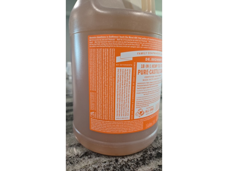 Dr. Bronner's Pure Castile Liquid Soap, Hemp Tea Tree, 1 Gallon/3.8 L
