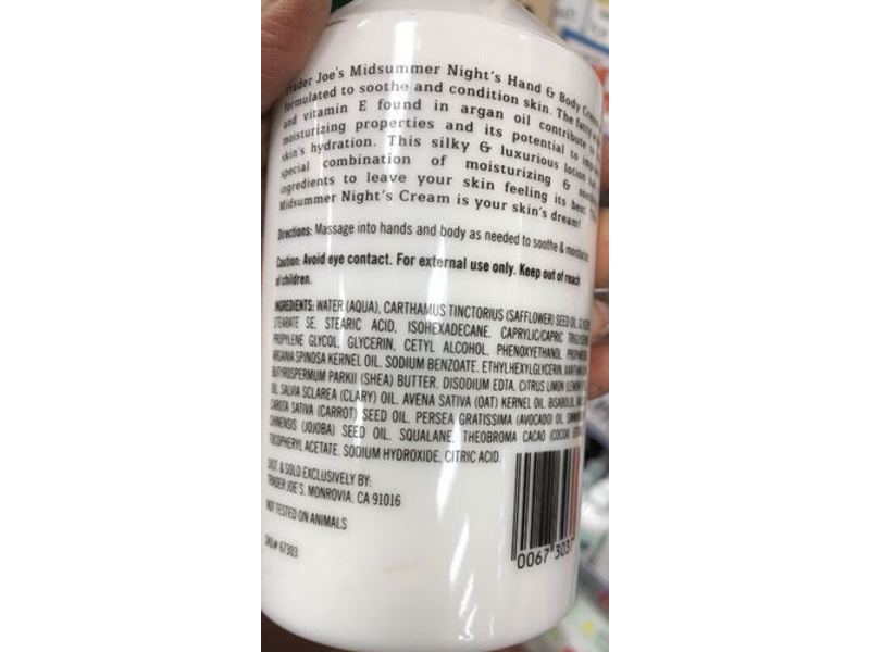 Trader Joe's Hand & Body Cream, Moraccan Argan Oil, Fragrance Free, 16 fl oz/473 mL