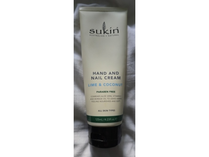 Sukin Hand & Nail Cream, Lime & Coconut, 4.23 fl oz/125 mL