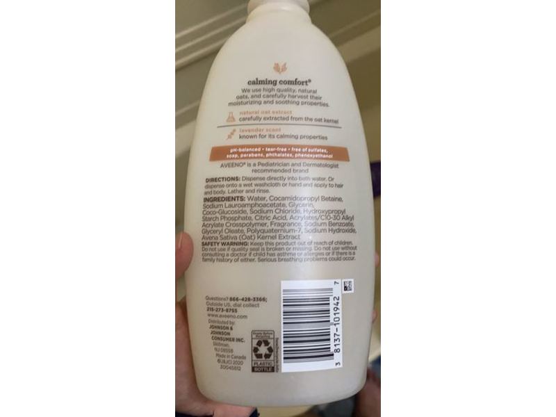 Aveeno Baby Calming Comfort Bath, Lavender & Vanilla, 18 fl oz/532 mL