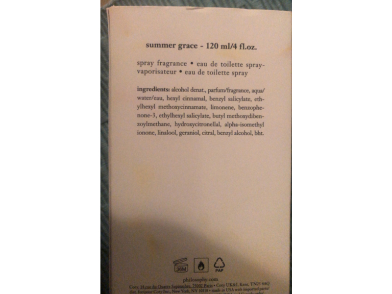 Philosophy Spray Fragrance, Summer Grace, 4 fl oz/120 mL