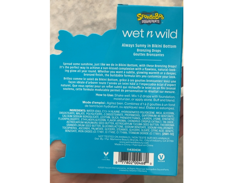 Wet N Wild Spongebob Always Sunny In Bikini Bottom Bronzing Drops, 1.01 fl oz/30 mL