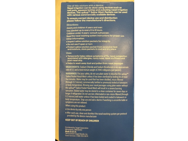 Up & Up Sinus Relief Saline Wash Packets, 0.1 oz/2.8 g, 100 Count