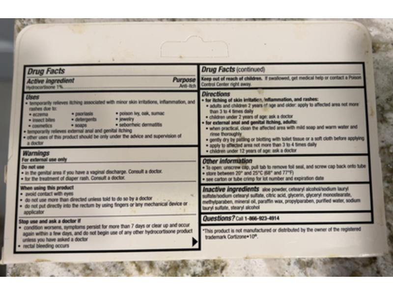 Health Mart Hydrocortisone 1% Anti-Itch Cream, Maximum Strength, Aloe, 1 oz/28.4 g