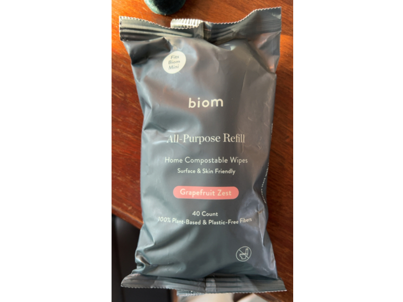 Biom All Purpose Home Compostable Wipes, Grapefruit Zest, 40 Count