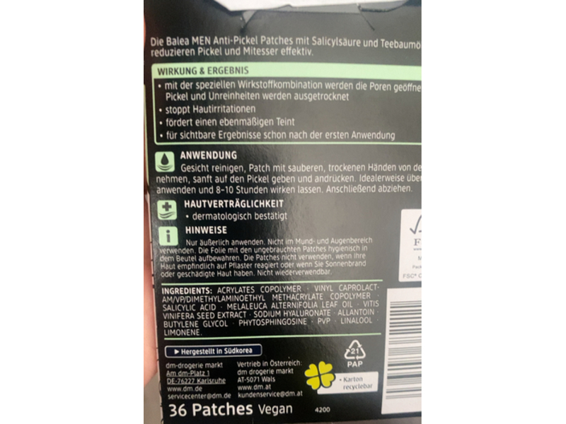 Balea Men Clear-Up Anti-Pickel Patches, 36 Count