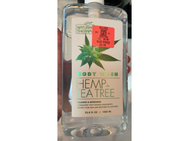 Natural Therapy Body Wash, Hemp+Tea Tree, 33.8 fl oz/1000 mL