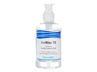DermaRite GelRite 75 Instant Hand Sanitizer, 8 fl oz/236 mL