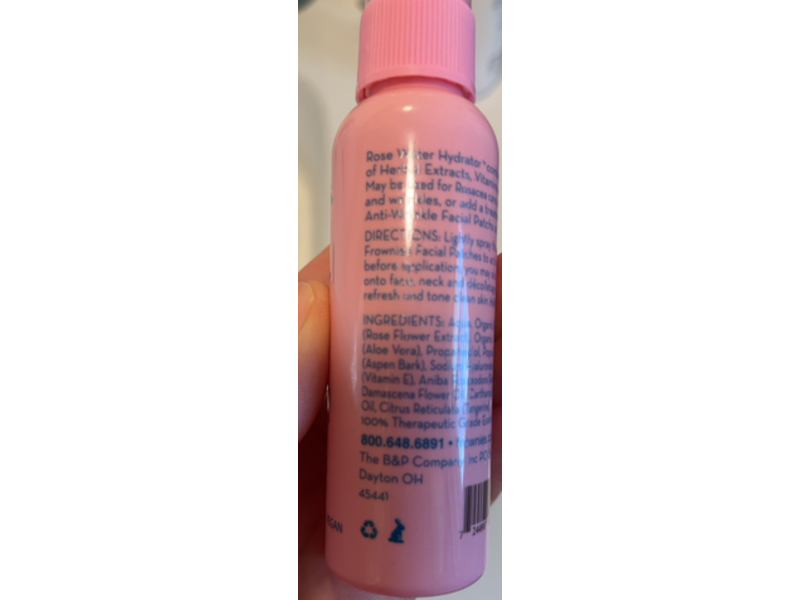 Frownies Rose Water Hydrator Spray, Plump Fine Lines, 2 oz/59 mL