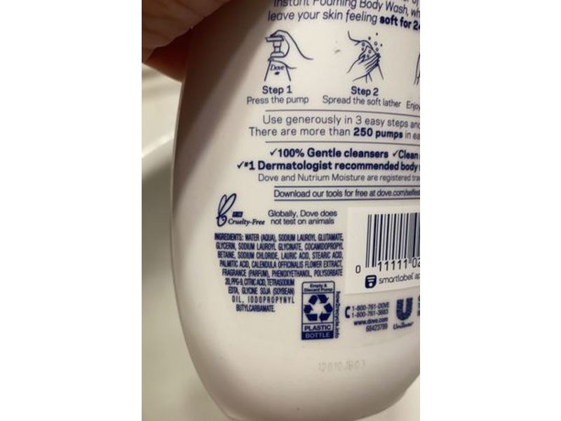 Dove Instant Foaming Body Wash, 13.5 fl oz/400 mL