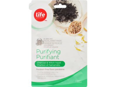 Life Brand Purifying Bubbling Facial Sheet Mask, Charcoal & Witch Hazel, Count