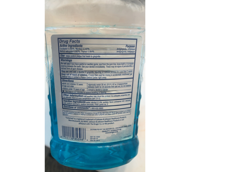 Kroger Antiseptic Mouth Rinse, Blue Mint, 50.7 fl oz/1.5 L