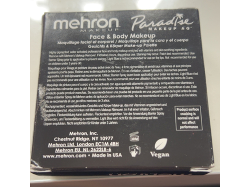 Mehron Paradise Face & Body Makeup, Light Blue, 1.4 oz/40 g