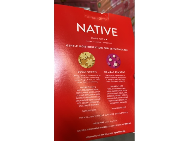 Native Nourishing Body Wash Duo, Sugar Cookie & Holiday Gumdrop, 36 oz/1.06 L