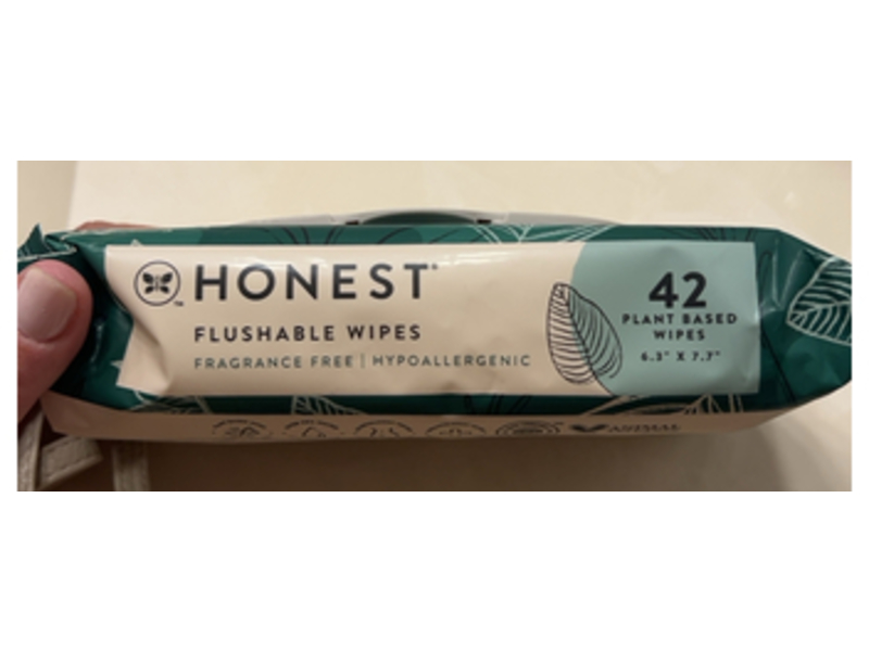 Honest Flushable Wipes, Tropical Leaves, 42 Count, Pack Of 3