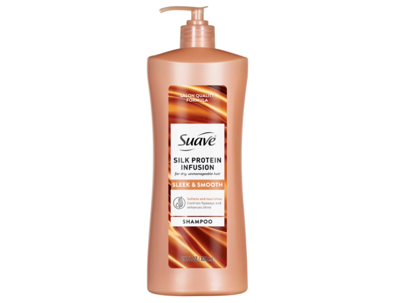 Suave Silk Protein Infusion Sleek & Smooth Shampoo, 28 fl oz/828 mL, Pack Of 4