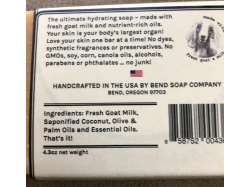 Bend Soap Co Hand Crafted Goat Milk Soap, Sweet Orange, 4.3 oz