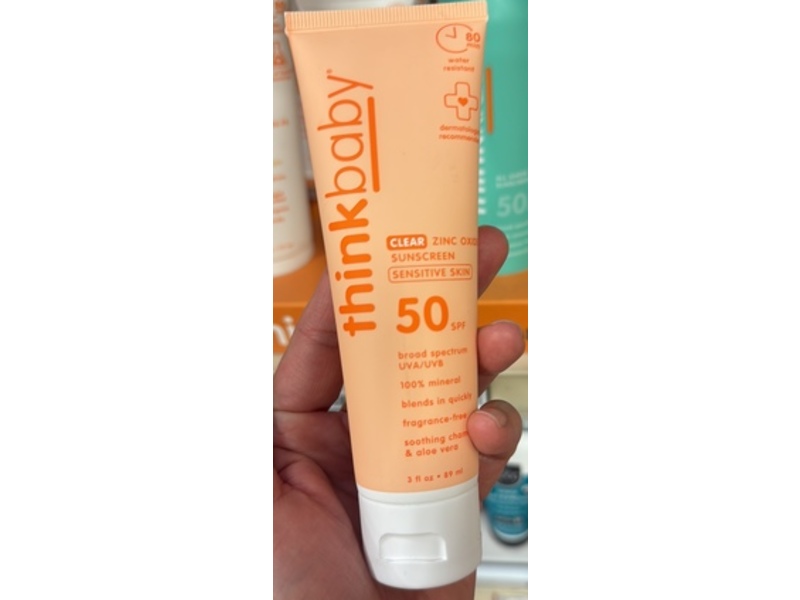 Thinkbaby Mineral Sunscreen, SPF 50, Clear, 3 fl oz/89 mL