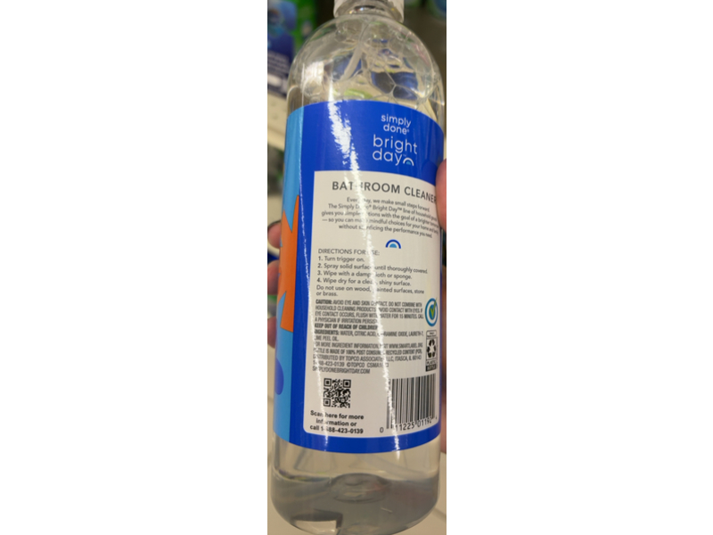 Simply Done Bright Day Bathroom Cleaner, Lime Zest Scent, 23 fl oz/680 mL