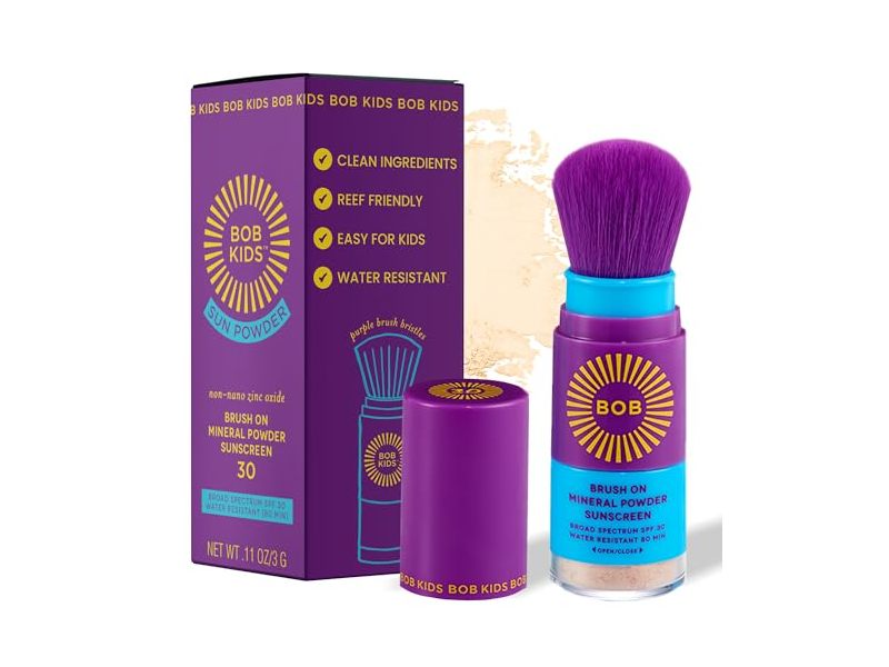 Bob Kids Sun Powder Brush On Mineral Powder Sunscreen, SPF 30, 0.11 oz/3 g