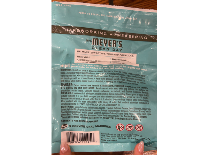 Mrs. Meyer's Clean Day Laundry Detergent Pacs, Basil Scent, 12 oz/810 g, 45 Count