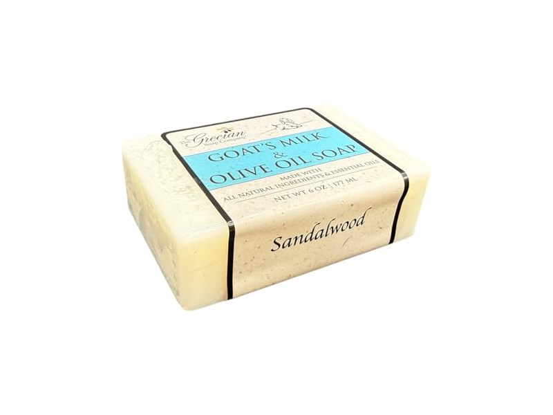 The Grecian Soap Company Clean Beauty Goat's Milk & Olive Oil Soap Bar, Sandalwood, 6 oz/177 mL