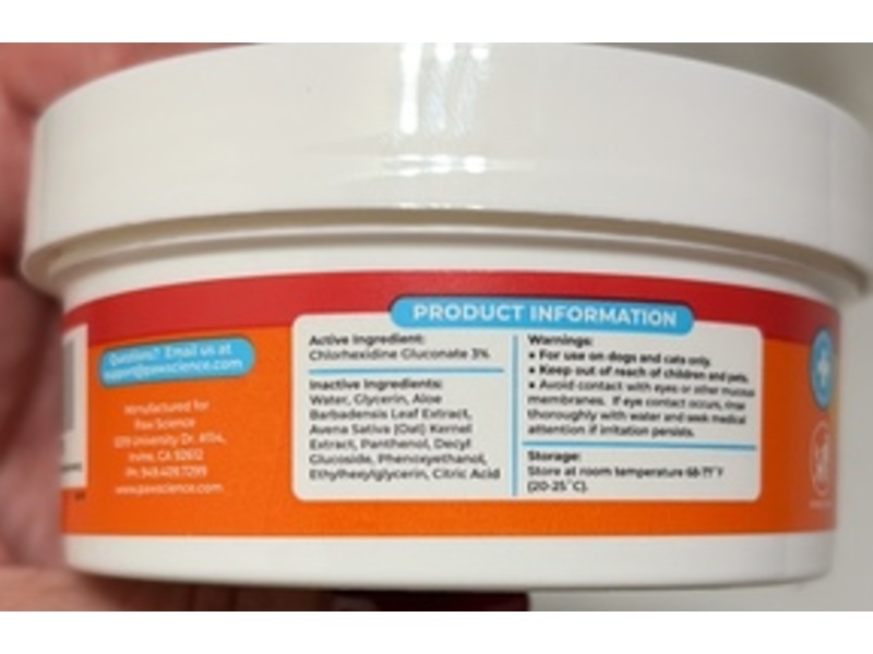 Paw Science Chlorhexidine Pet Wipes, Fragrance Free, 50 Count