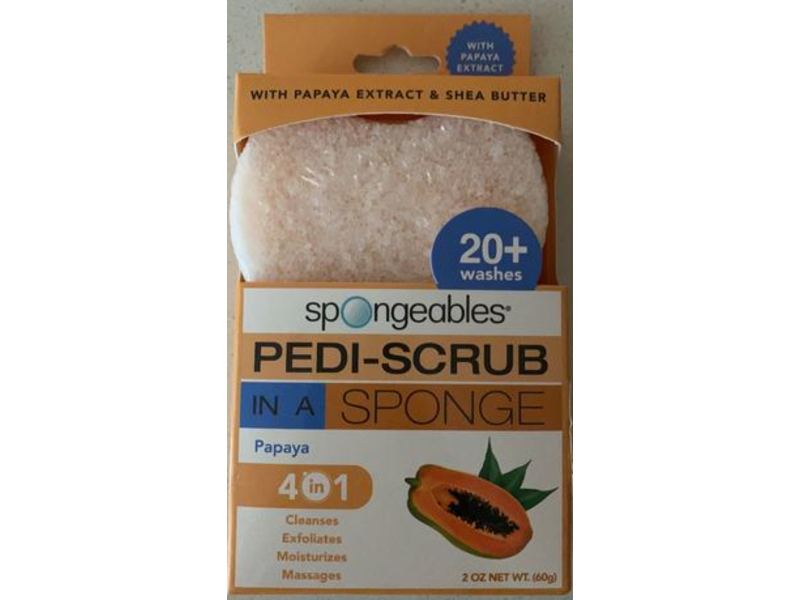 Spongeables Pedi Scrub In A Sponge, Papaya, Shea Butter, 2 oz/60 g