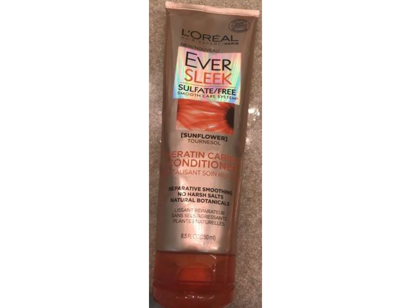 L'Oreal Paris EverSleek Keratin Caring Conditioner, Sunflower, 8.5 fl oz/250 mL, Pack Of 2